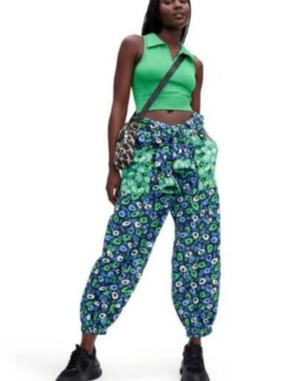 Diane Von Furstenberg Navy, Blue & Green Printed Nylon Jumpsuit - Picture 3 of 6